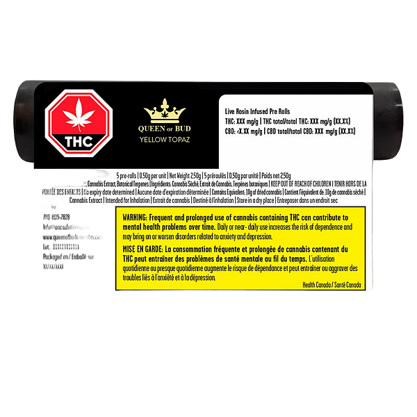 Queen of Bud - Yellow Topaz Live Rosin Mango Honey Infused Pre-Roll