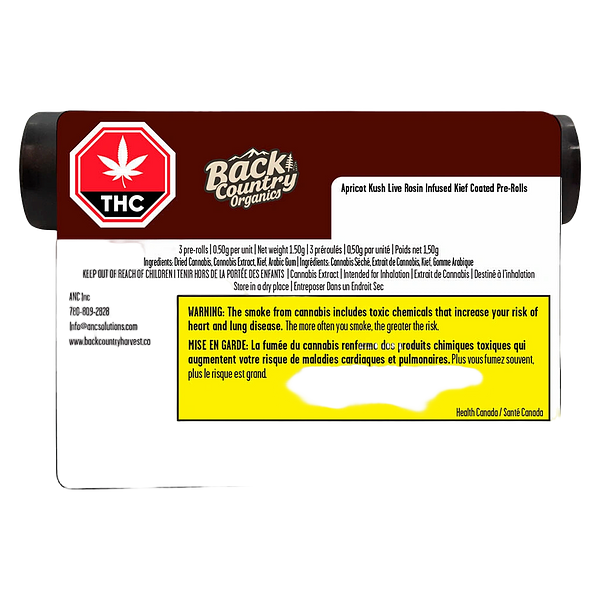 Back Country - Apricot Kush Live Rosin Infused Kief Coated Pre-Roll
