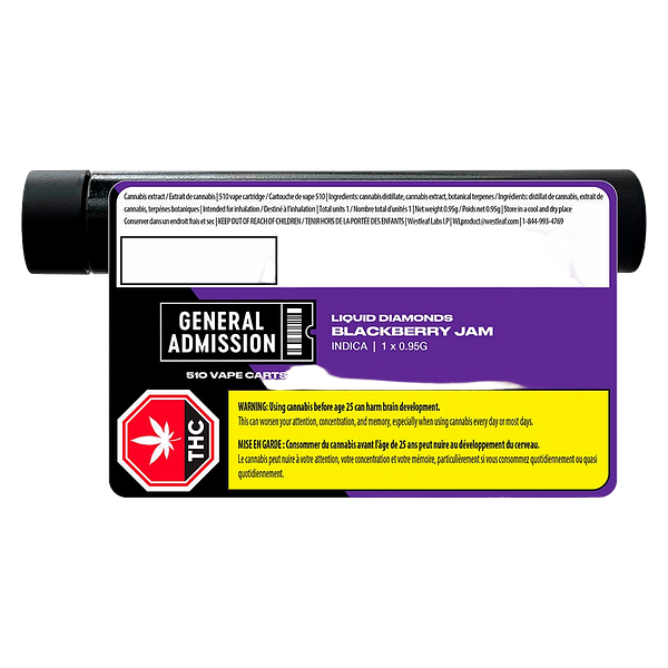 General Admission - Blackberry Jam Liquid Diamond 510 Thread Cartridge