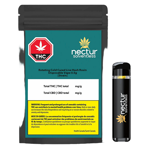 Nectur Solventless - Rotating Cold Cured Live Hash Rosin Disposable Vape