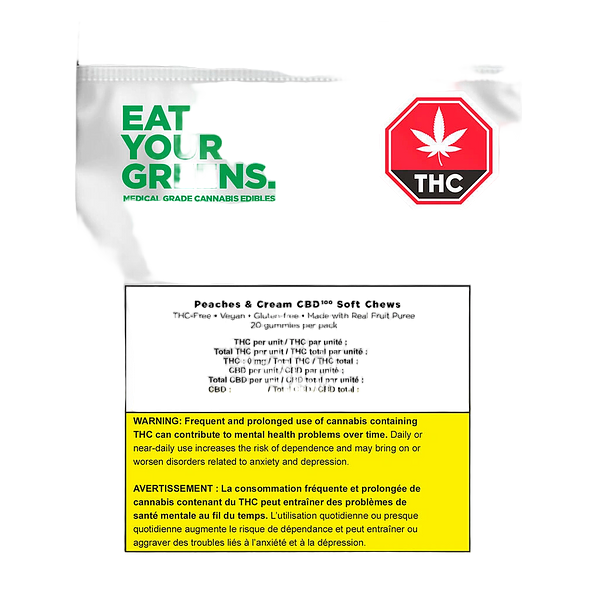 Eat Your Greens. - Peaches & Cream CBD100 Soft Chews