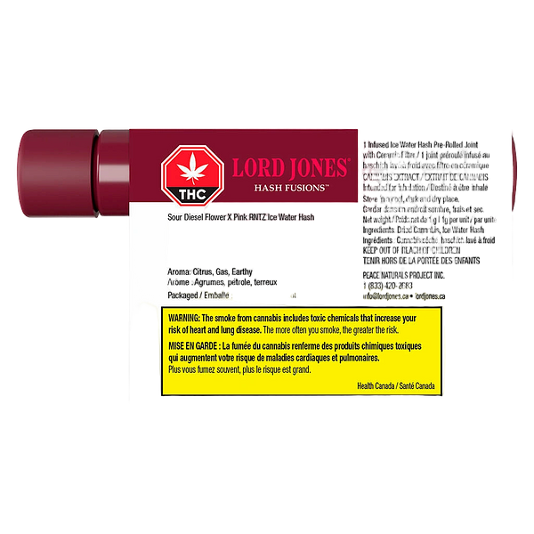 Lord Jones - Hash Fusions - Sour Diesel x Pink RNTZ Infused Pre-Roll