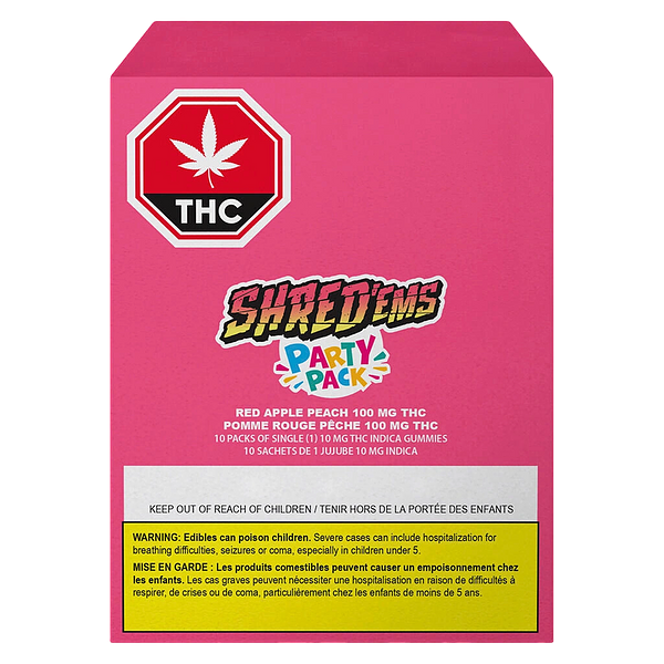 SHRED'EMS - Red Apple Peach Max10 Party Pack 100 Thc Gummies