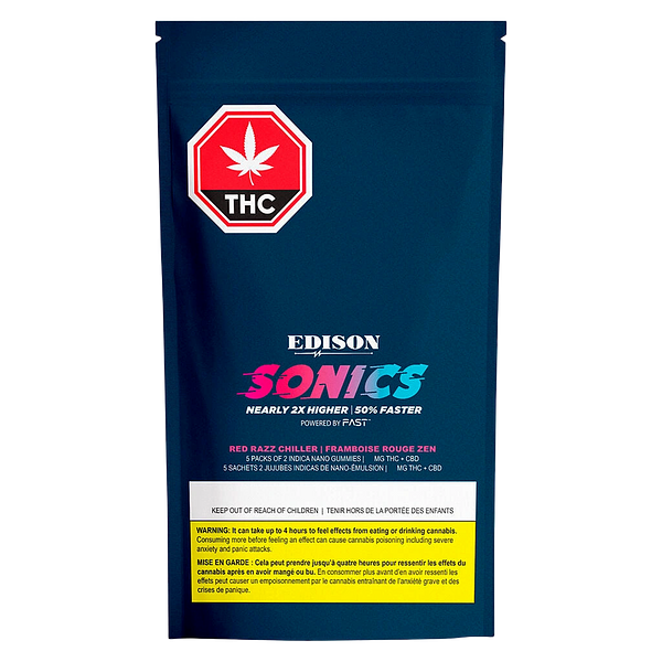 Edison Sonics - Red Razz Chiller Multi-Pack 50 THC:CBD Gummies