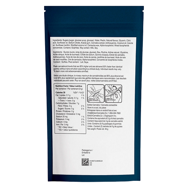 Edison Sonics - Red Razz Chiller Multi-Pack 50 THC:CBD Gummies