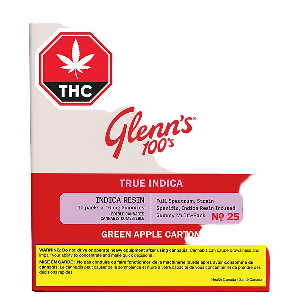 Glenn's - No.25 Glenn’s 100’s True Indica Resin - Green Apple Carton