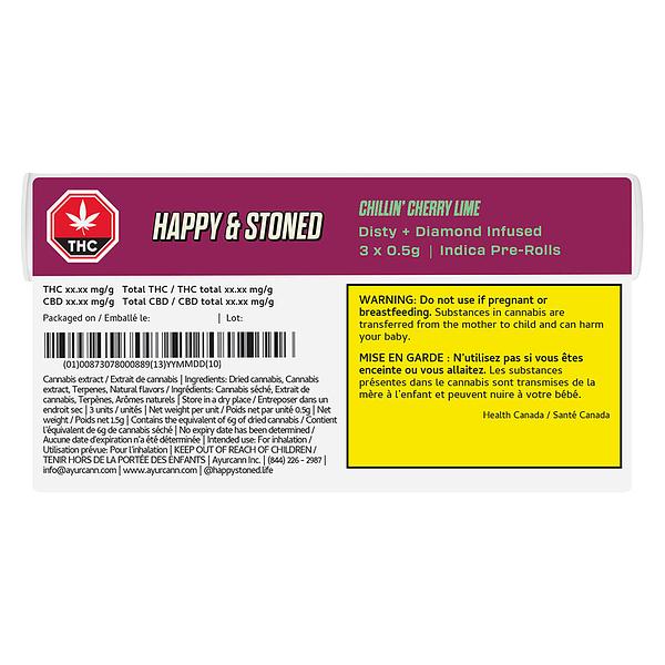 Happy & Stoned - Chillin' Cherry Lime Disty+Diamond Infused Pre Roll image 4