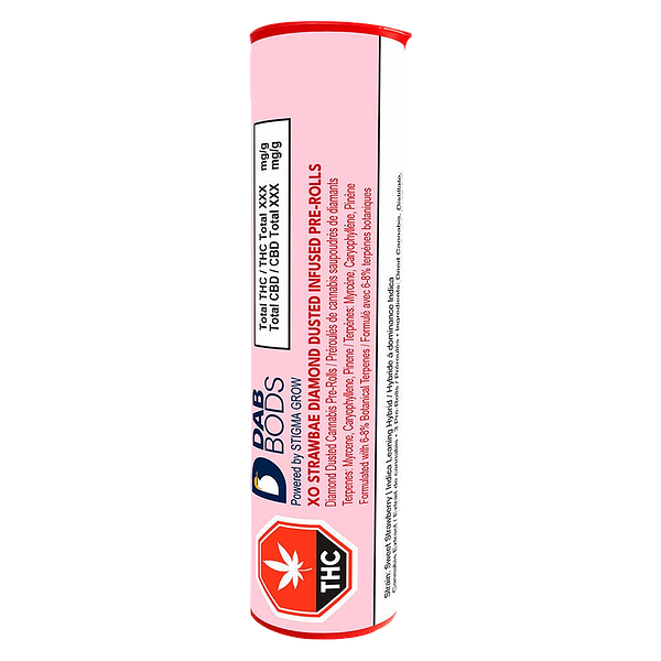 Dab Bods - XO Strawbae Diamond Dusted Infused Pre Roll