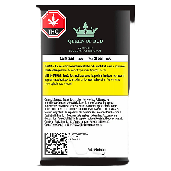 Queen of Bud - Aventurine Liquid Crystals 510 Thread Cartridge