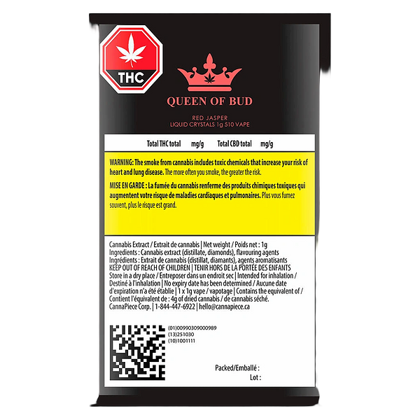 Queen of Bud - Red Jasper Liquid Crystals 510 Thread Cartridge