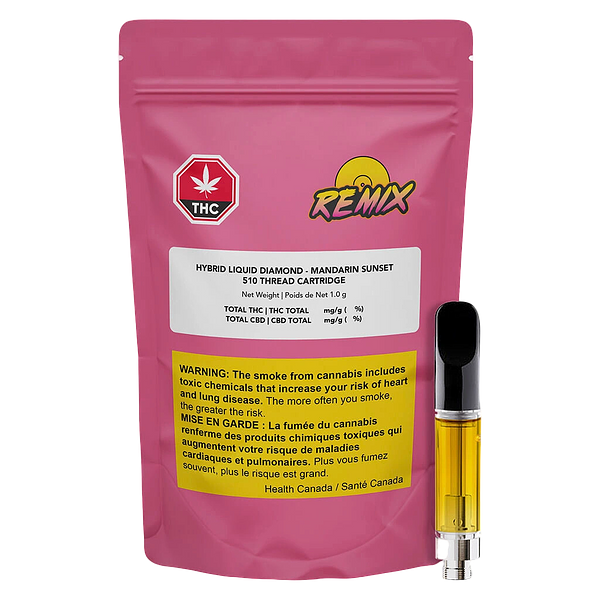 Solid Gold Remix - Hybrid Liquid Diamonds Vape 510 Thread Cartridge - Mandarin Sunset