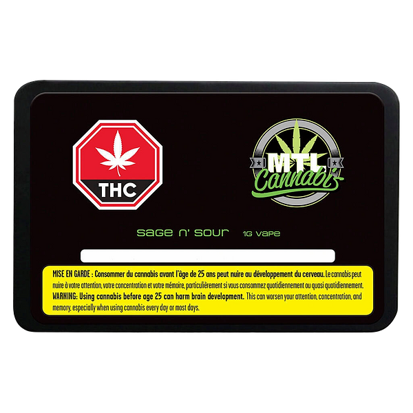 MTL Cannabis - Sage N' Sour 510 Thread Cartridge
