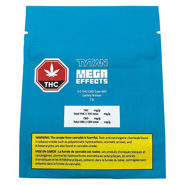 TYTAN Mega Effects - 3:2 THC:CBD Eaze AIO - Lychee Breeze image 2