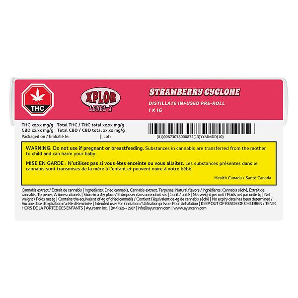 XPLOR Level X - Strawberry Cyclone Distillate Infused Pre-roll image 3