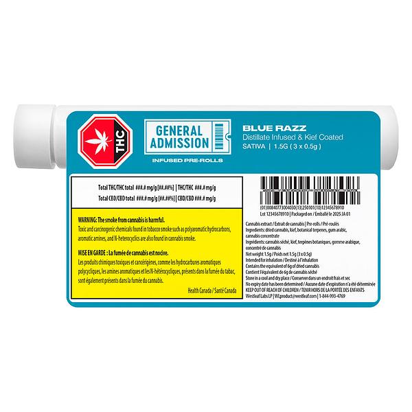 General Admission - Blue Razz Distillate Infused Pre-roll image 3