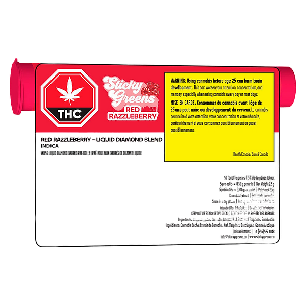 Sticky Greens - Red Razzleberry Liquid Diamond Infused Pre-Roll