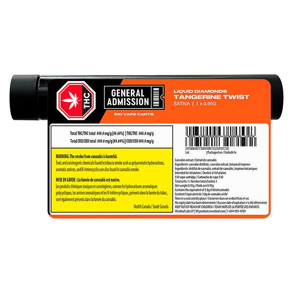 General Admission - Tangerine Twist Liquid Diamond 510 Thread Cartridge image 3