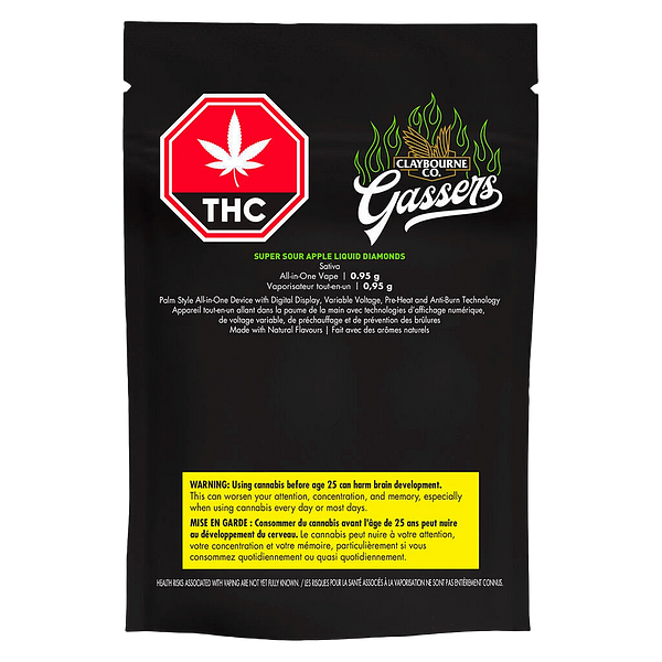 Claybourne - Gassers Super Sour Apple Liquid Diamonds AIO