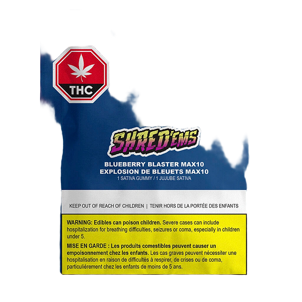 SHRED'EMS - Blueberry Blaster Max10 Party Pack 100 Thc:Cbg Gummies
