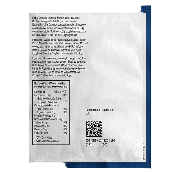 SHRED'EMS - Blueberry Blaster Max10 Party Pack 100 Thc:Cbg Gummies