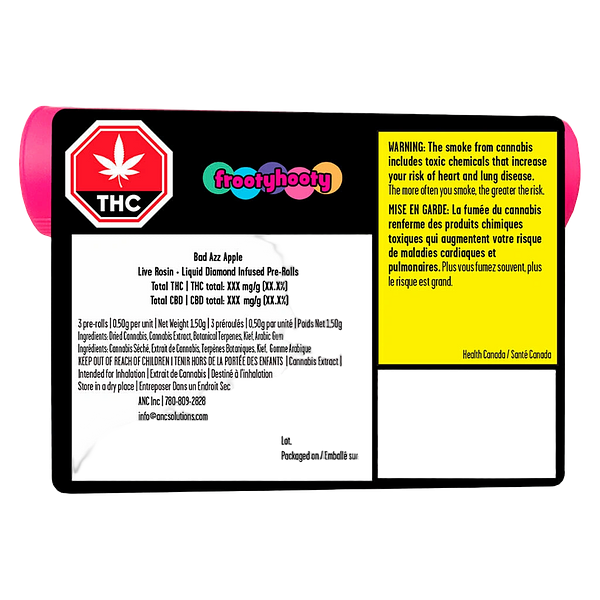 Frootyhooty - Bad Azz Apple Live Rosin + Liquid Diamond Infused Pre Roll