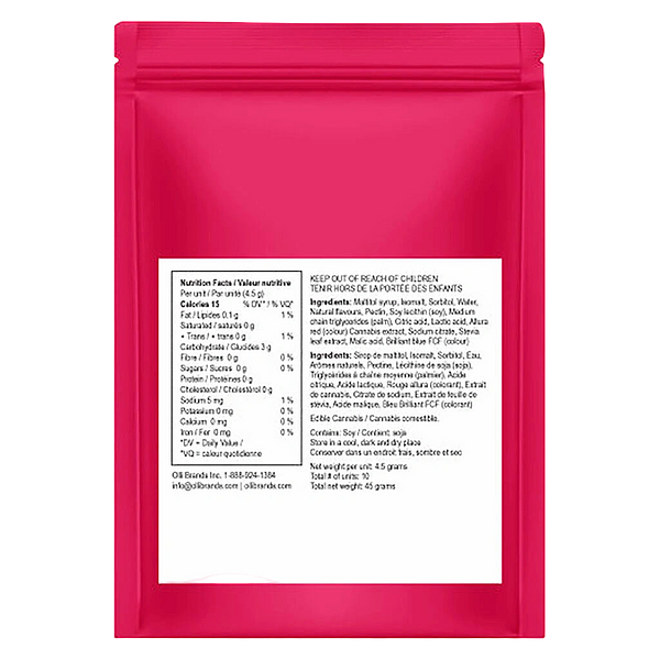 Olli Zero - 100 Thc 100 Cbd Multipack Raspberry Acai Soft Chews