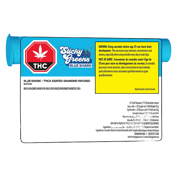 Sticky Greens - Diamond Coated Infused Pre Roll – Blue Shark