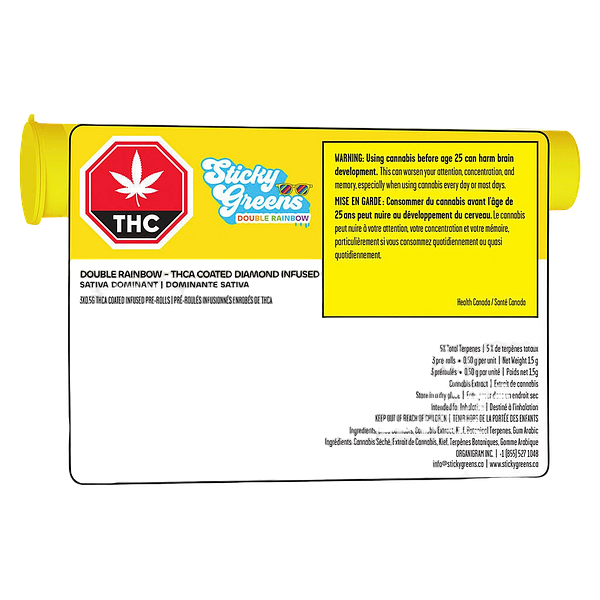 Sticky Greens - Diamond Coated Infused Pre Roll – Double Rainbow