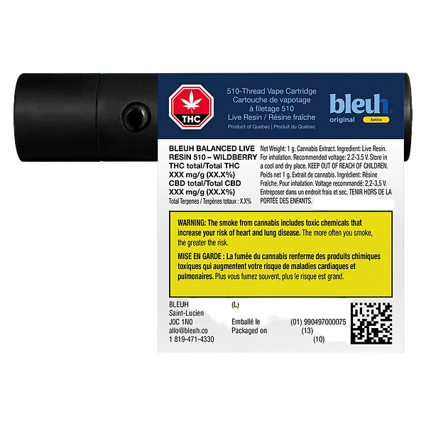 Bleuh - Balanced Live Resin 510 Thread Cartridge – Wildberry