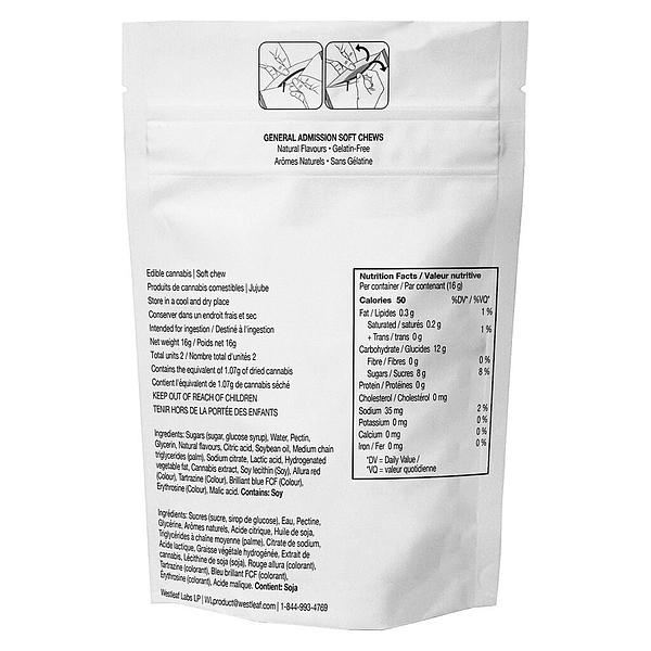 General Admission - Strawberry Kiwi THC/CBG Soft Chews (1:1) image 3