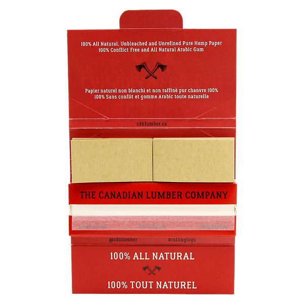 Canadian Lumber - Hippy Unbleached Hemp & Flax Rolling Papers With Tips