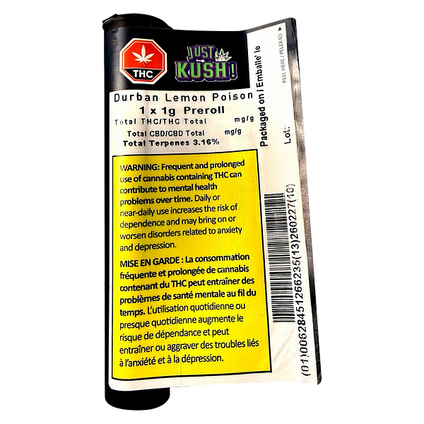 Just Kush - Durban Lemon Poison Pre Roll