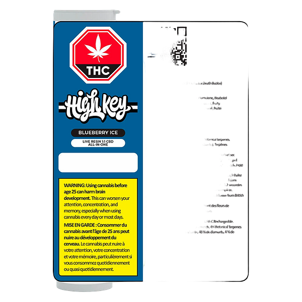 High Key - Blueberry Ice Live Resin 1:1 Cbd All In One Vape