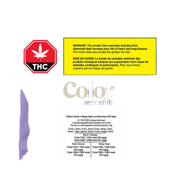 Color Cannabis - Pedro’s Sweet + Mango Haze Live Resin Dual AIO Vape