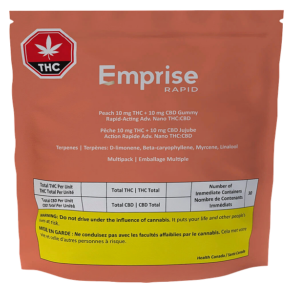 Emprise Rapid - Peach 10 THC : CBD Gummy