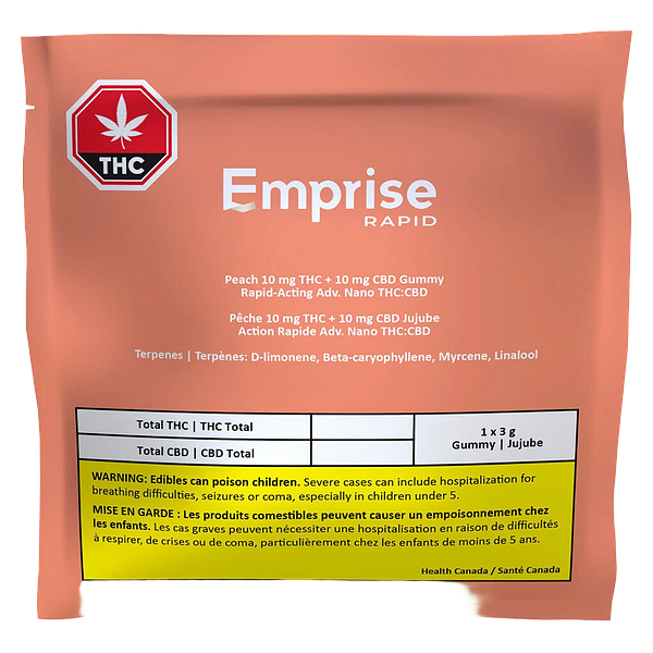 Emprise Rapid - Peach 10 THC : CBD Gummy