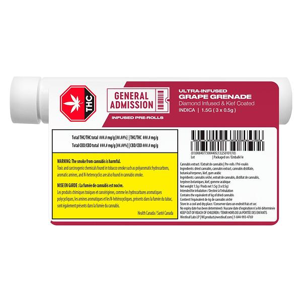 General Admission - Grape Grenade Diamond Infused Pre-Rolls image 3