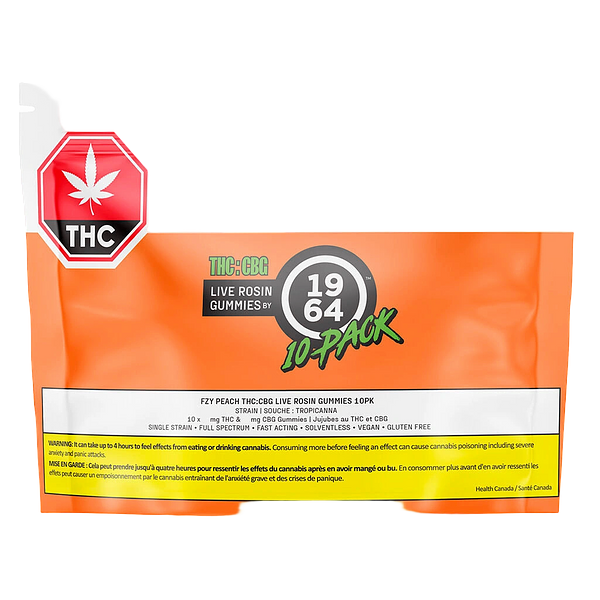 1964 - Fzy Peach Thc:Cbg Live Rosin Gummies