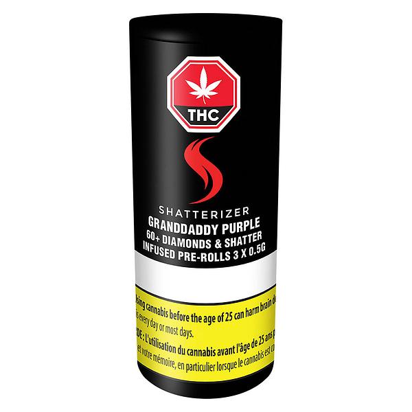 SHATTERIZER - Granddaddy Purple 60+ Diamonds & Shatter Infused Pre Roll