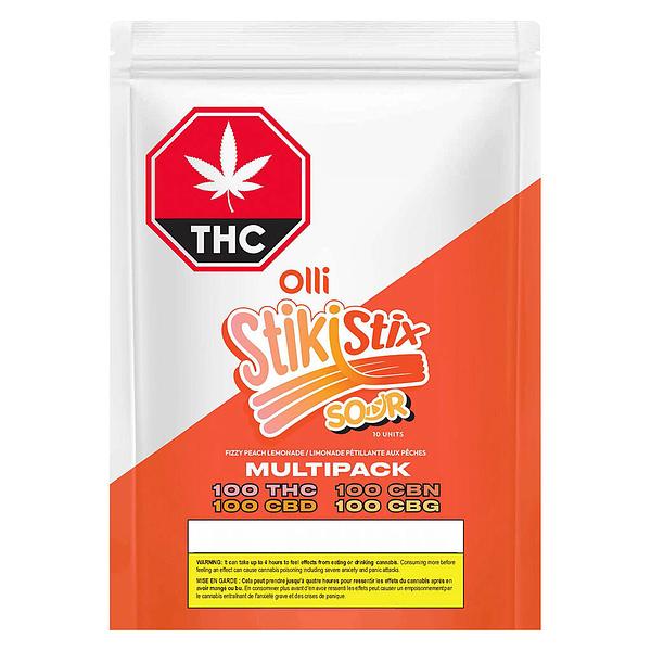 Olli StikiStix - 100 THC CBG CBN CBD Multipack Sour Fizzy Peach Lemonade