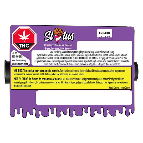 Status - Tiger's Bleed Liquid Diamond Infused & Diamond Coated Pre Roll