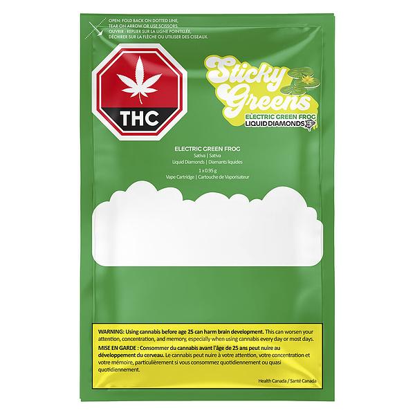 Sticky Greens - Electric Green Frog Pure Diamonds 97+ V 510 Thread Cartridge