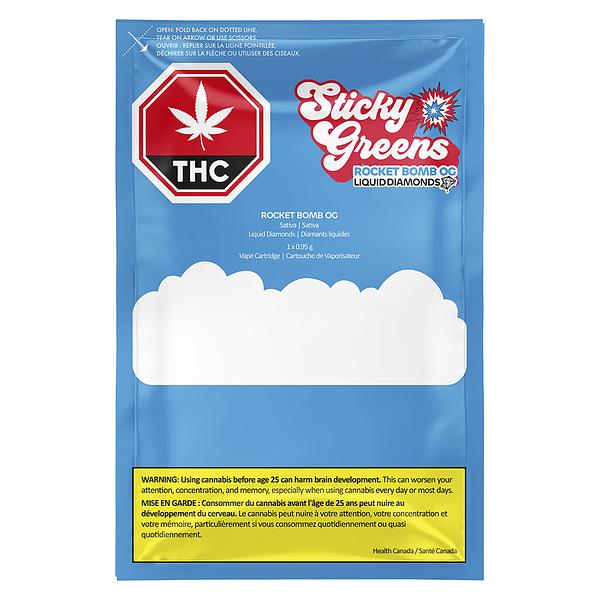 Sticky Greens - Rocket Bomb Og Pure Diamonds 97+ Vape 510 Thread Cartridge