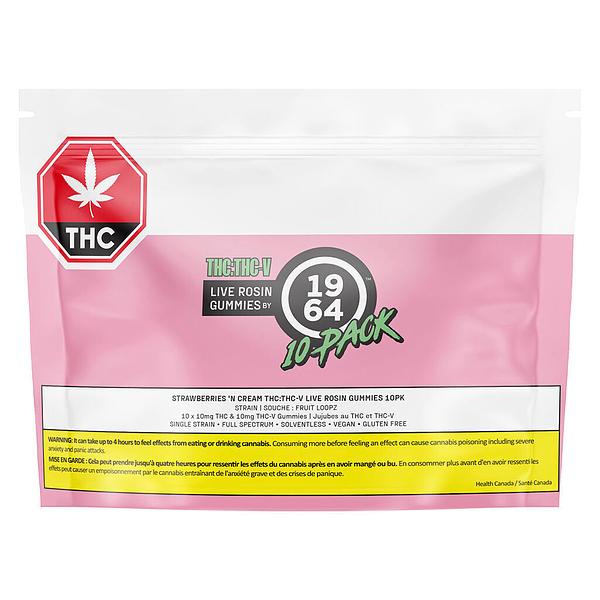 1964 - THC:THC-V Strawberries ‘N Cream Live Rosin Gummies