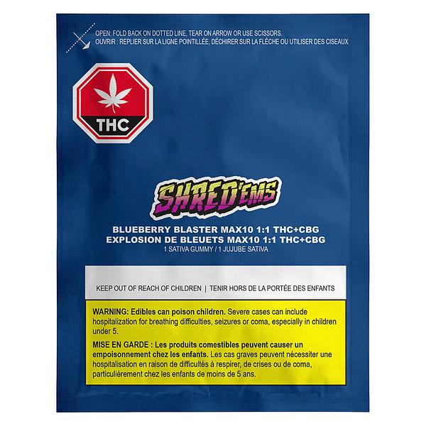 SHRED'EMS - Blueberry Blaster MAX10 1:1 THC:CBG Gummy
