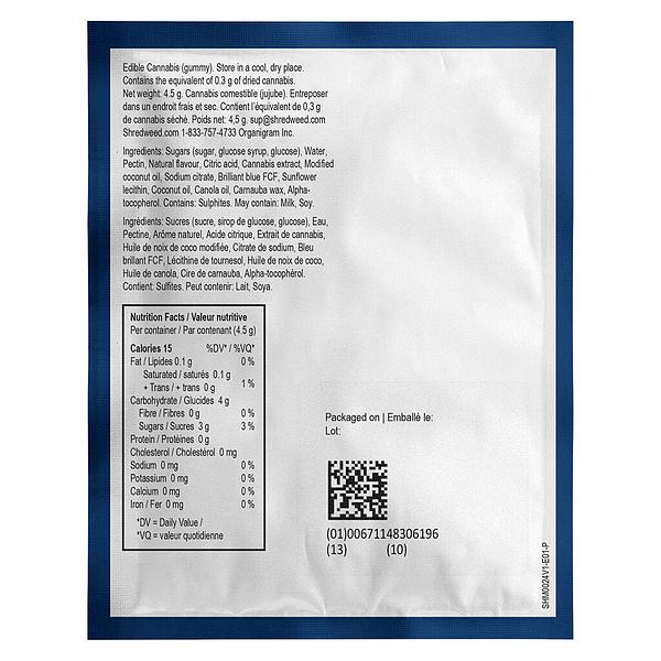 SHRED'EMS - Blueberry Blaster MAX10 1:1 THC:CBG Gummy