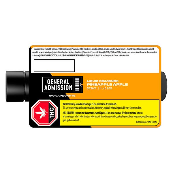 General Admission - Pineapple Apple Liquid Diamond Blend 510 Thread Cartridge
