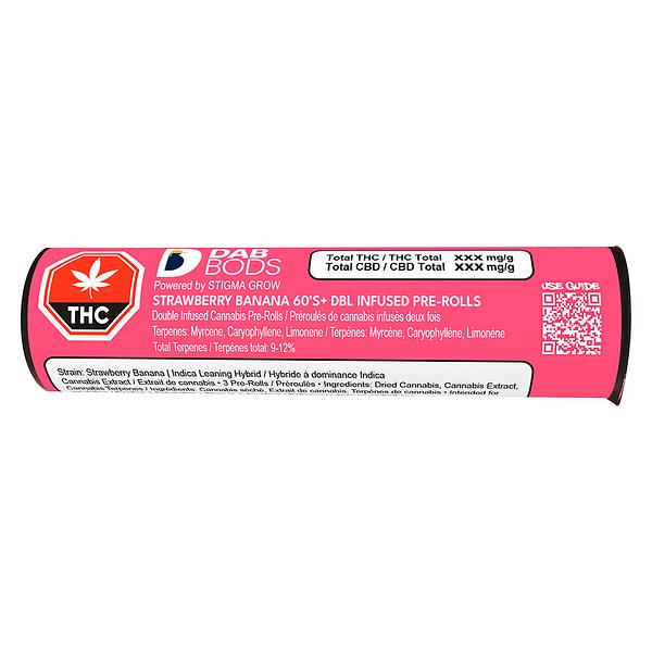 Dab Bods - Strawberry Banana 60’s+ Dbl Infused Pre Roll