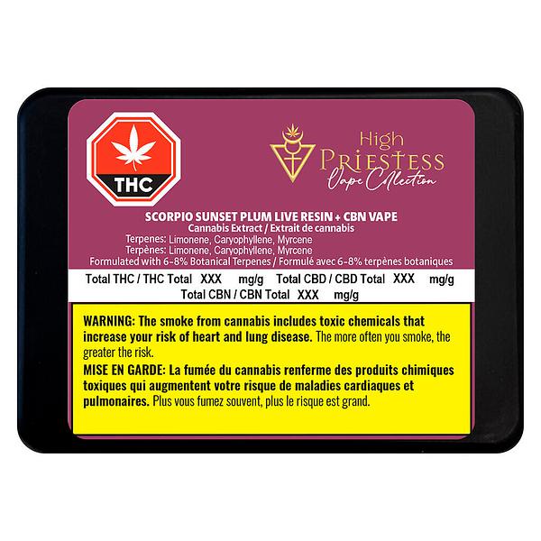 High Priestess - Scorpio Sunset Plum Live Resin + CBN 510 Thread Cartridge