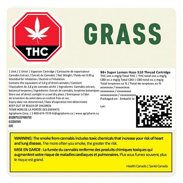 Grass - 98+ Super Lemon Haze 510 Thread Cartridge